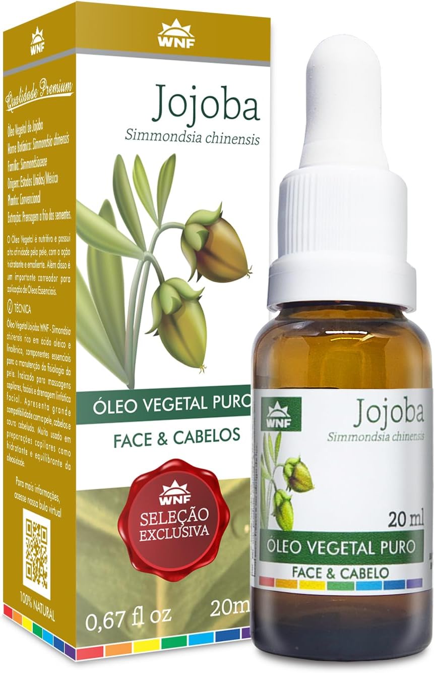Óleo vegetal de jojoba puro para equilibrar o couro cabeludo