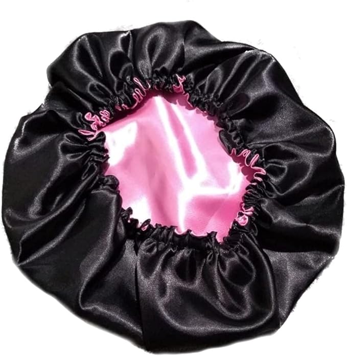 Touca de cetim dupla face para proteger o cabelo à noite