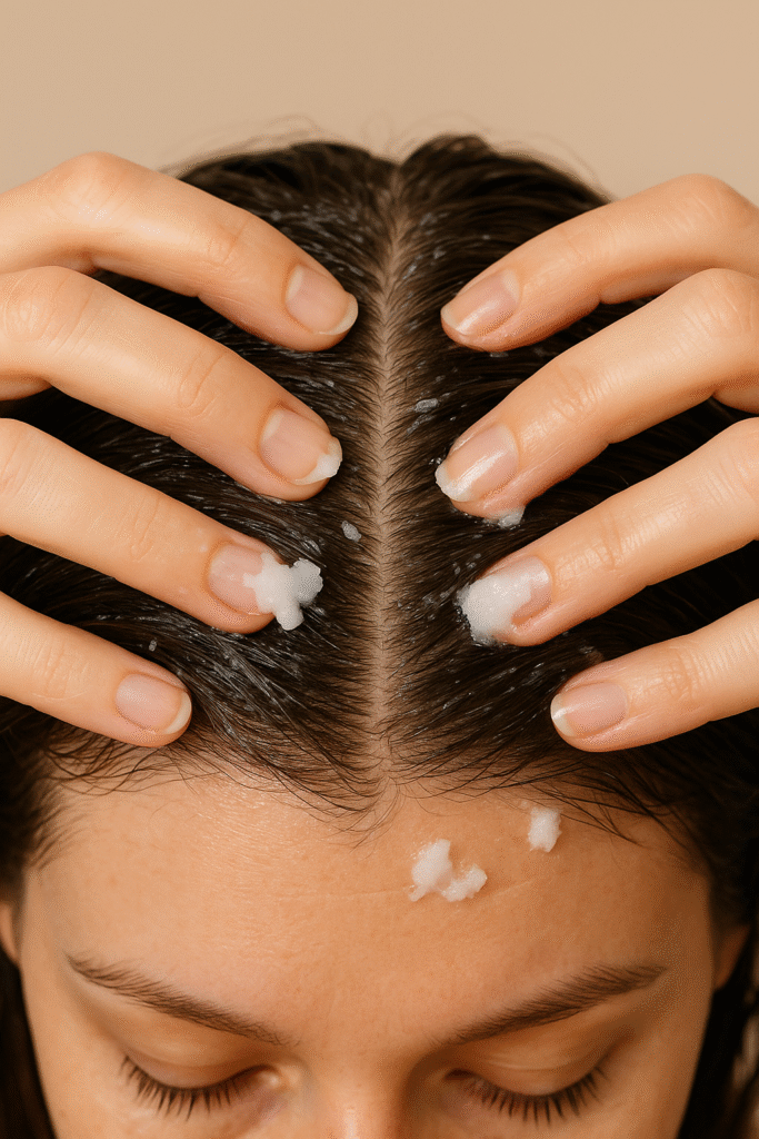 óleo de coco no couro cabeludo